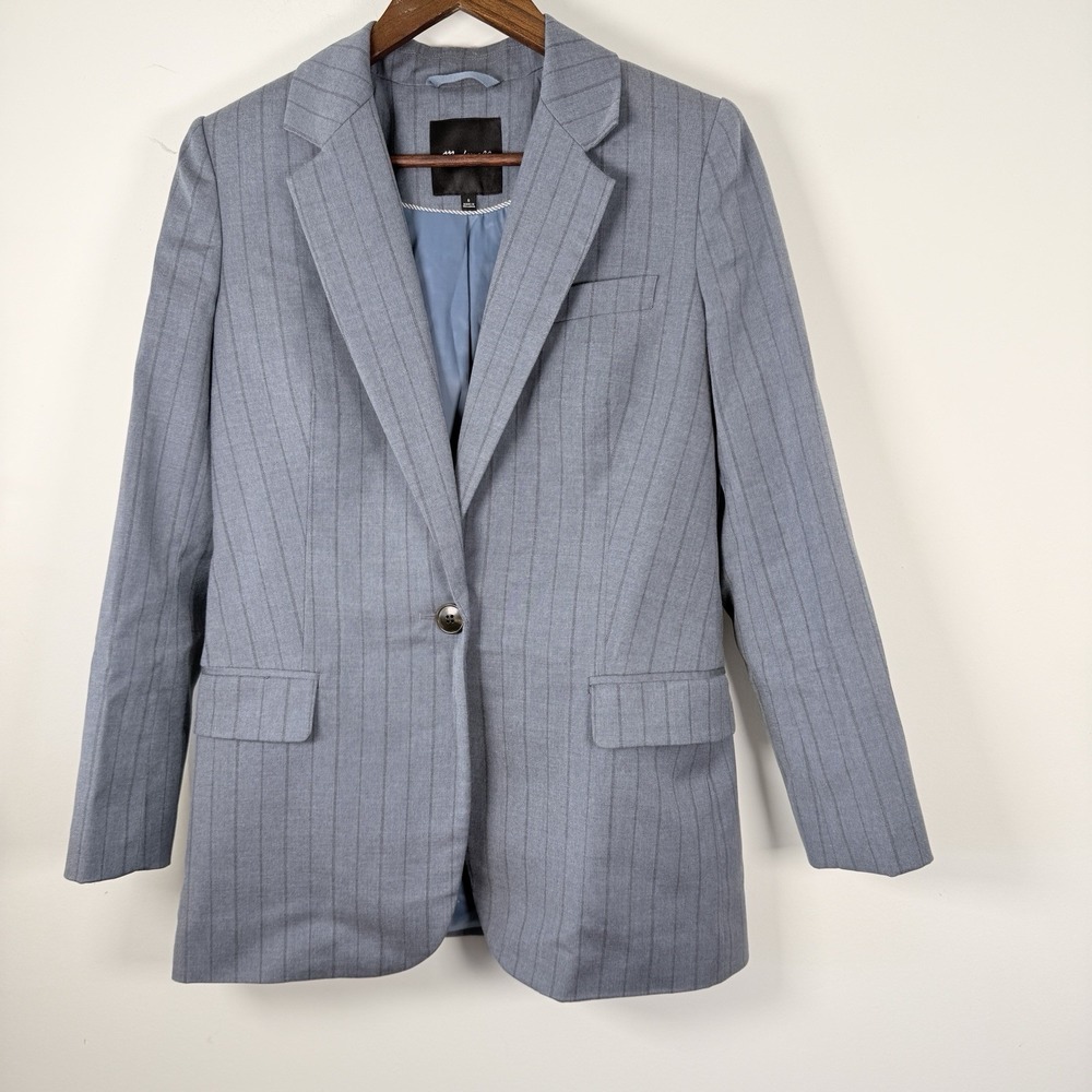 Madewell Blazer Women's Size 0 Blue Pinstripe Padded
